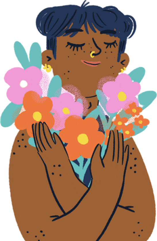 Pessoa segurando flores